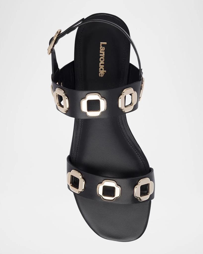 Larroude Milan Leather Flat Slingback Sandals 3