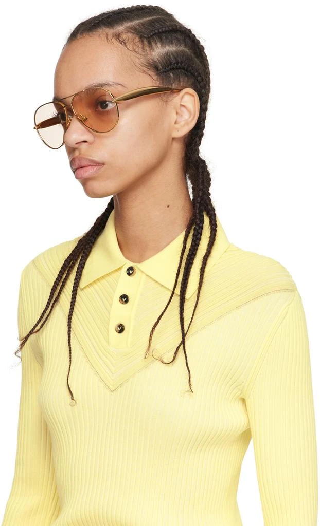Bottega Veneta Gold Sardine Aviator Sunglasses 4