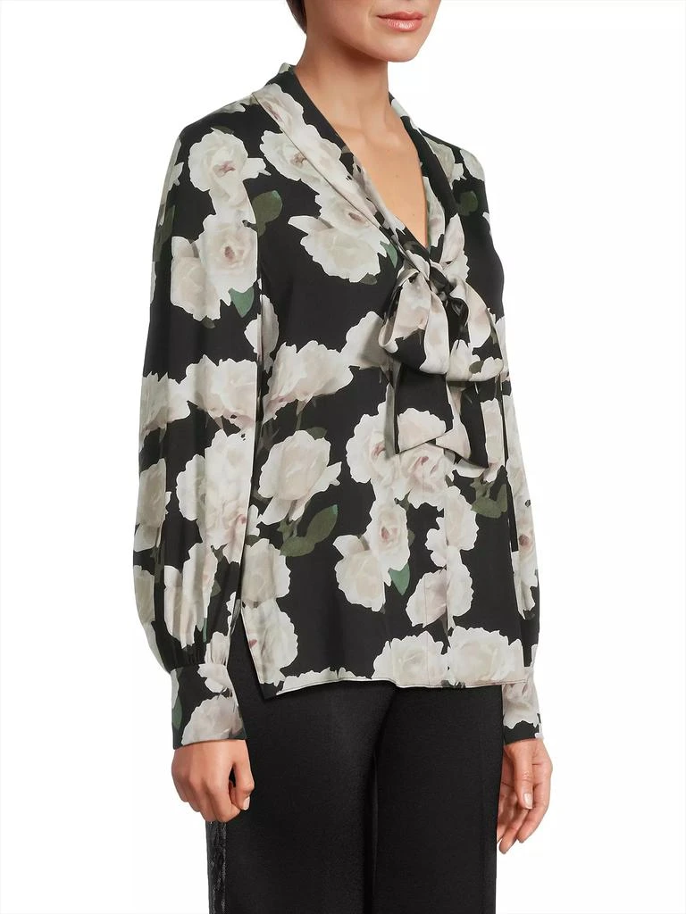 UNGARO Dara Floral Stretch Silk Blouse 4