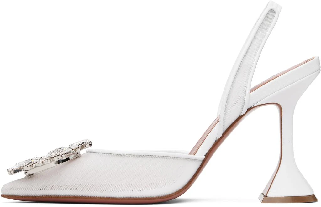 Amina Muaddi White Begum Sling 95 Heels 3