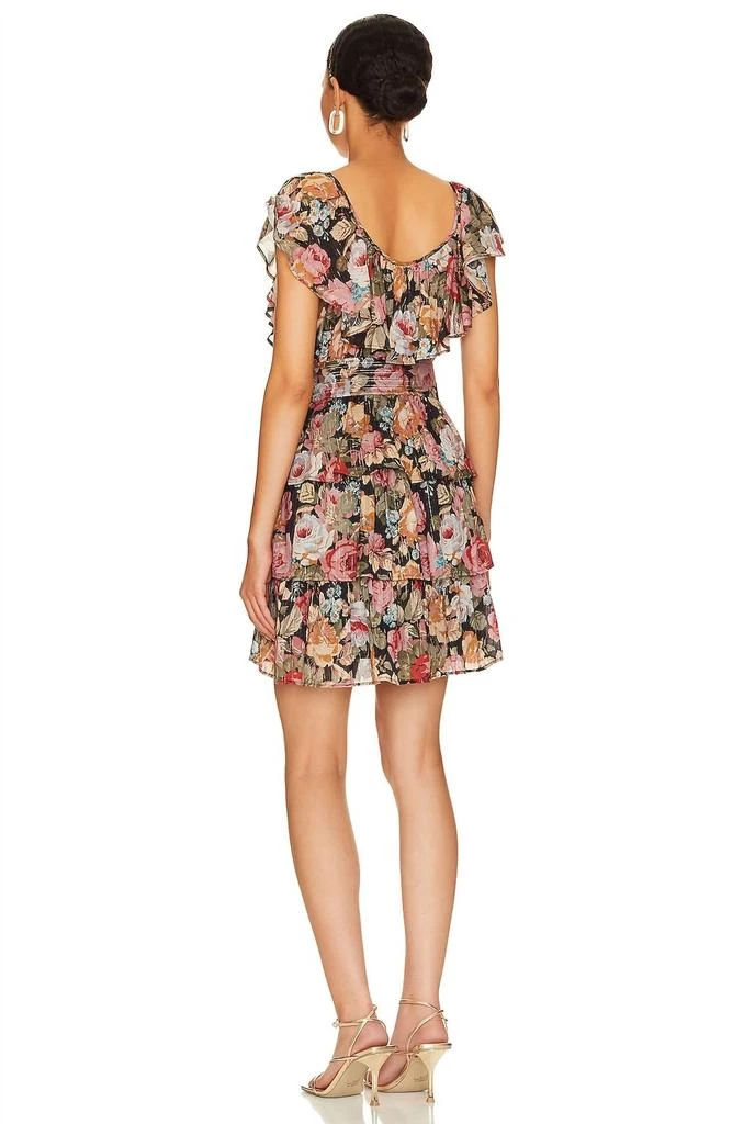 BYTIMO Bohemian Metallic Floral Ruffle Dress In Rose Garden 3