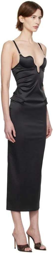 Fleur du Mal Black Seduce-U Plunge Midi Dress 2