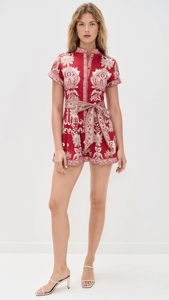 Alice + Olivia Lucy Roll Sleeve Button Down Romper 4