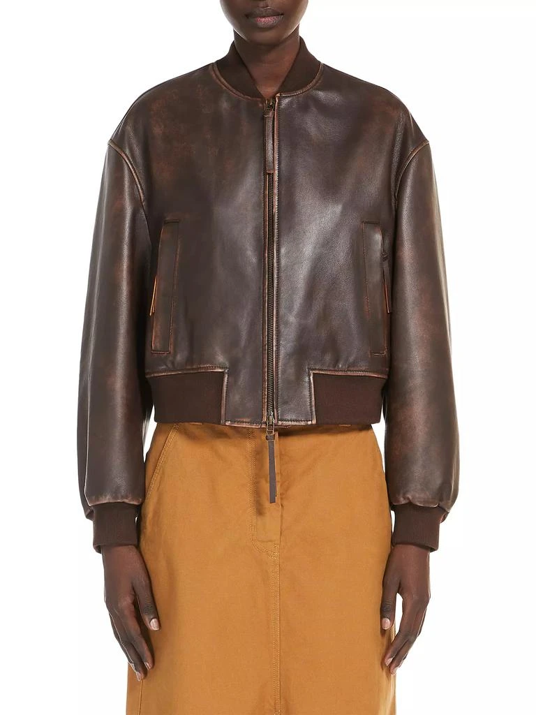 Weekend Max Mara Hiltex Leather Bomber Jacket 1