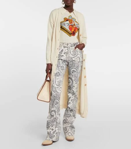 ETRO Embroidered wool, linen and cotton cardigan 2