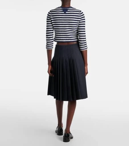 Prada Striped cotton-blend bouclé cardigan 3
