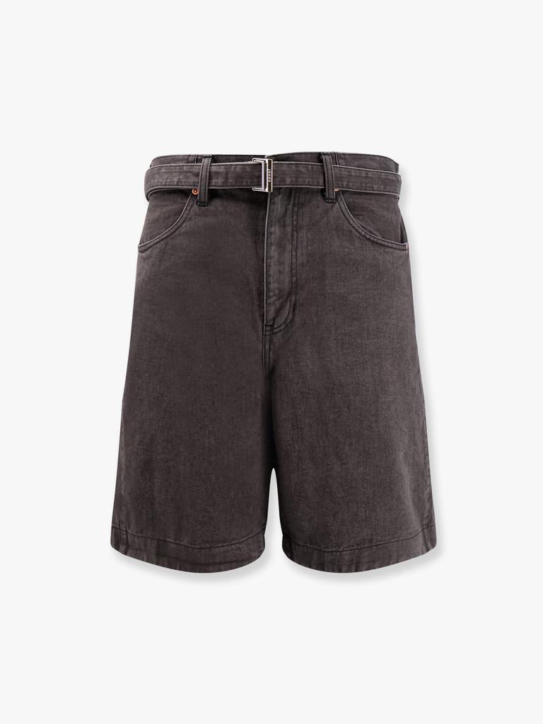 Sacai Black denim bermuda shorts with belt