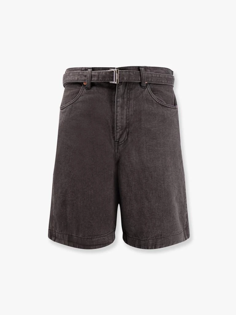 Sacai Black denim bermuda shorts with belt 1