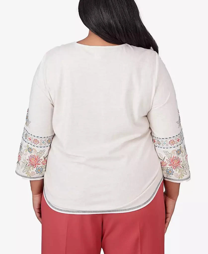 Alfred Dunner Plus Size Sedona Sky Sedona Split Neck Embroidered Top 5