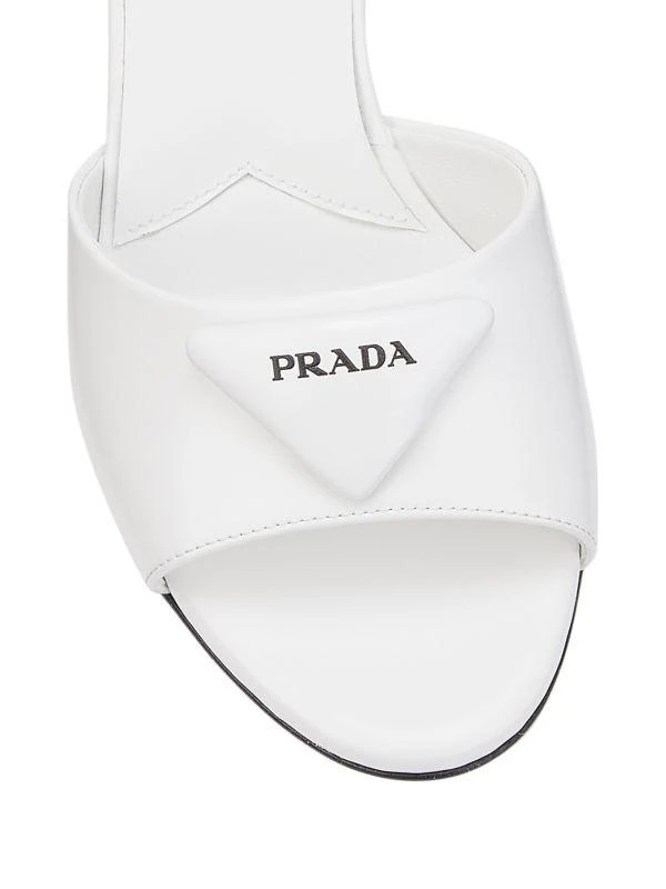 Prada Leather Logo High-Heel Mules 4