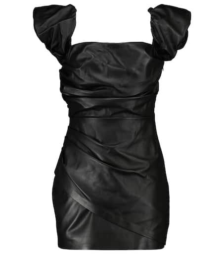 Zeynep Arçay Leather off-the-shoulder minidress