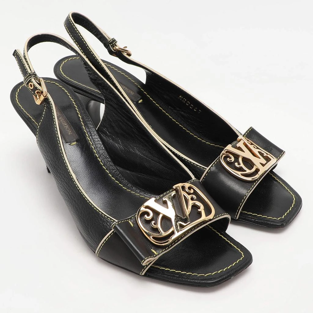 Louis Vuitton Louis Vuitton Black Leather Slide Sandals Size 38 4