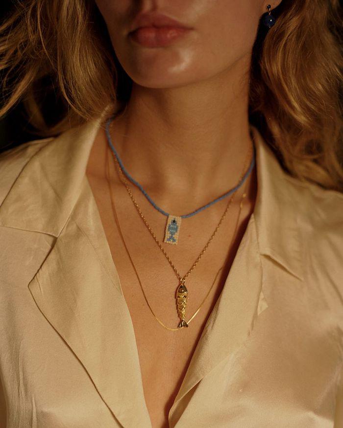 Anni Lu Something Fishy Fish Pendant Necklace in 18K Gold Plated, 17.3"-19.7"