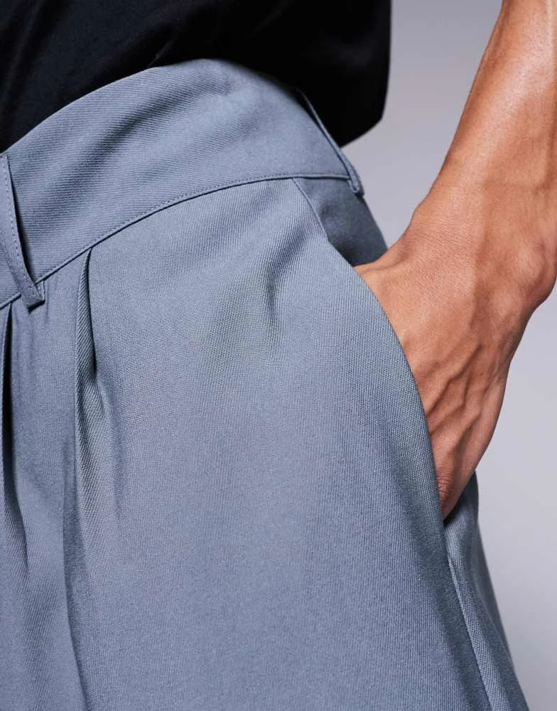 ASOS ASOS DESIGN loose fit smart trousers with wide waistband in grey 4