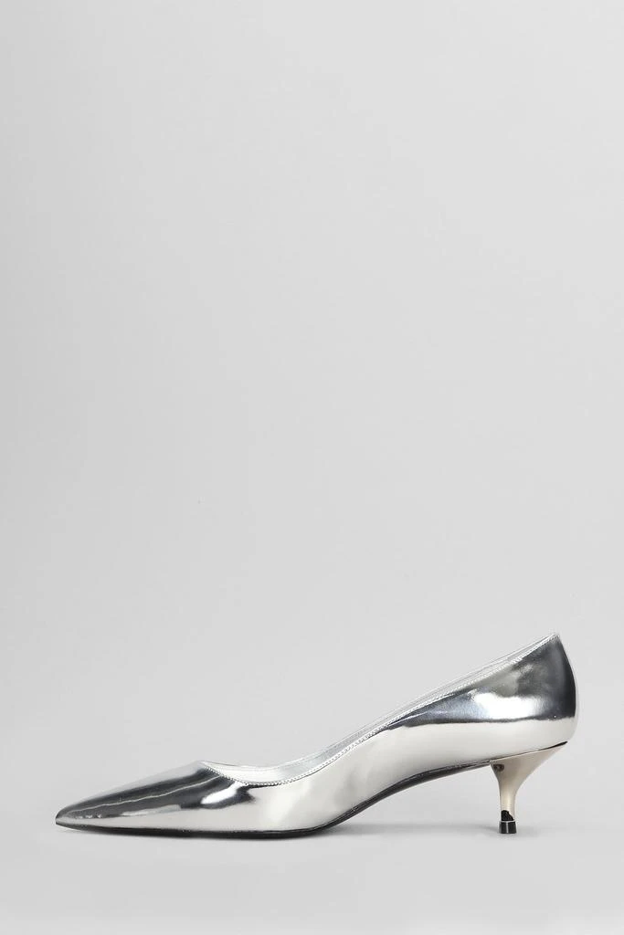 Stuart Weitzman Stuart Kitten Pumps In Silver Patent Leather 3