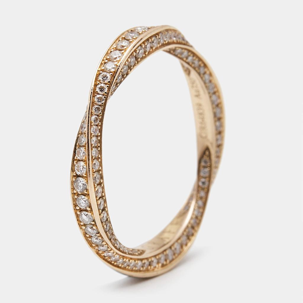 Graff Graff Sprial Pave Diamond 18k Rose Gold Ring Size 49