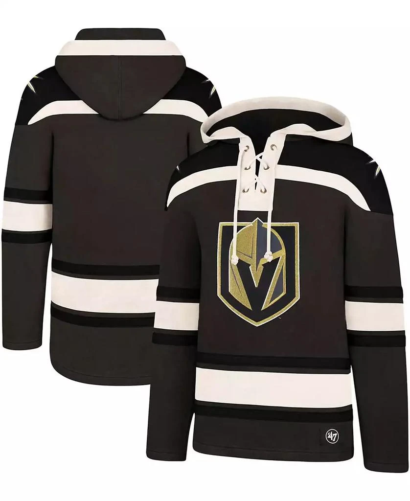 47 Brand Men's Charcoal, Black Vegas Golden Knights Superior Lacer Pullover Hoodie 1