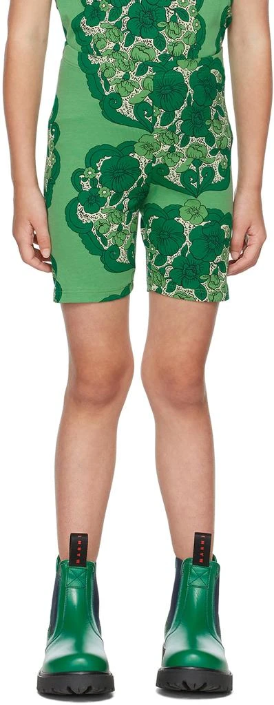 Mini Rodini Kids Green Flower Shorts 2