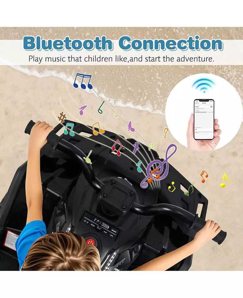 Mecale 24V Kids Ride on Electric ATV Quad Car with Realistic Sounds and LED Lights-Black 5