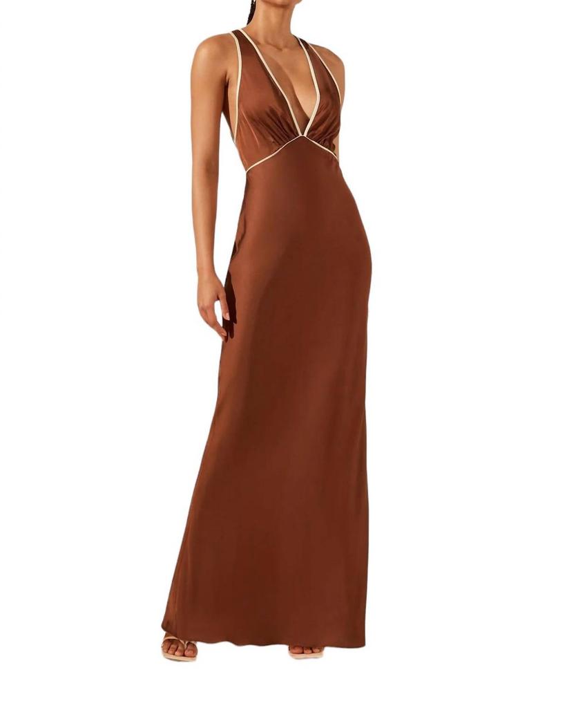 Shona Joy BELKIS CONTRAST PLUNGED CROSS BACK MAXI DRESS