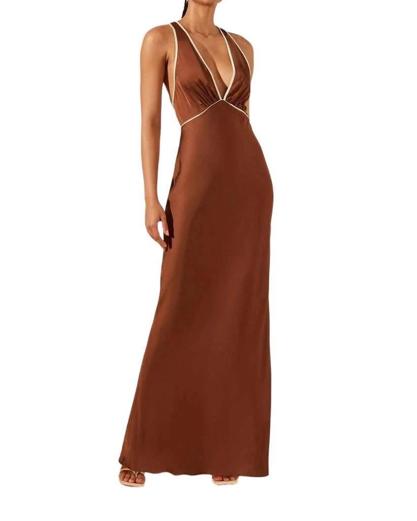 Shona Joy BELKIS CONTRAST PLUNGED CROSS BACK MAXI DRESS 1