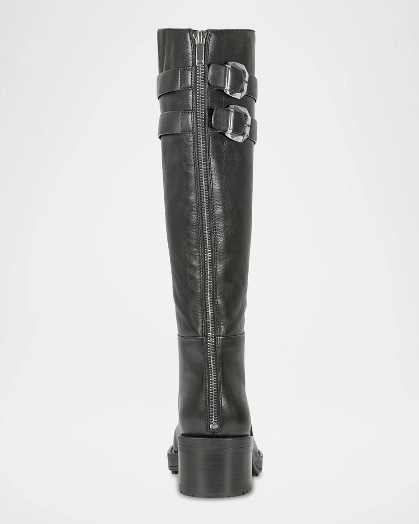 Marc Fisher Leather Buckle Lug Riding Boots With Zipper 3