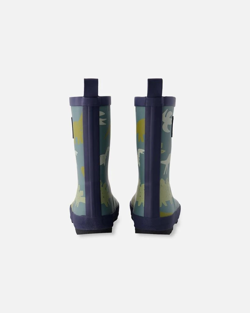 Deux par Deux Rain Boots in Natural Rubber Green Dinosaur Print 4
