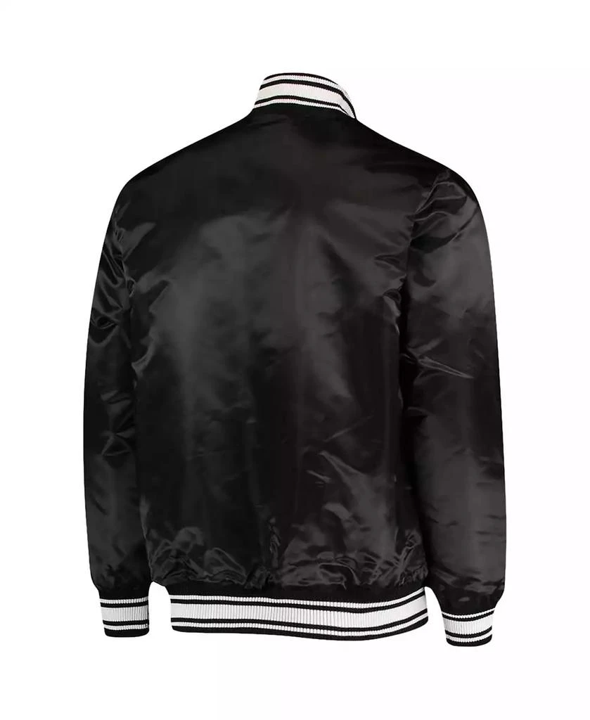 Starter Men's Black Carolina Panthers Locker Room Satin Varsity Full-Snap Jacket 4
