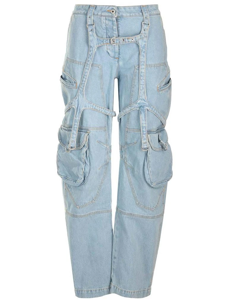 Off-White Off-White Bleach Cargo Strap Detailed Jeans 1