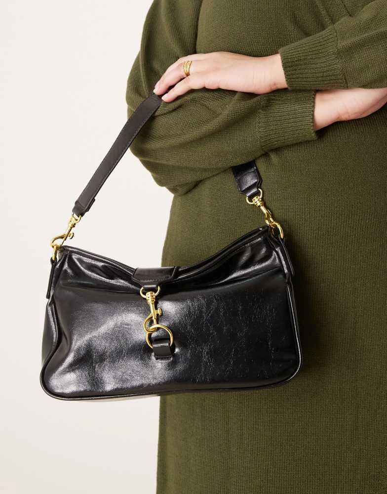 Glamorous Glamorous slouch shoulder bag with gold clasp in black 2