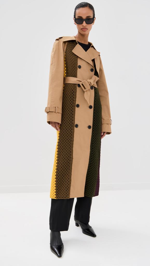 Monse Crochet Combo Trench Coat