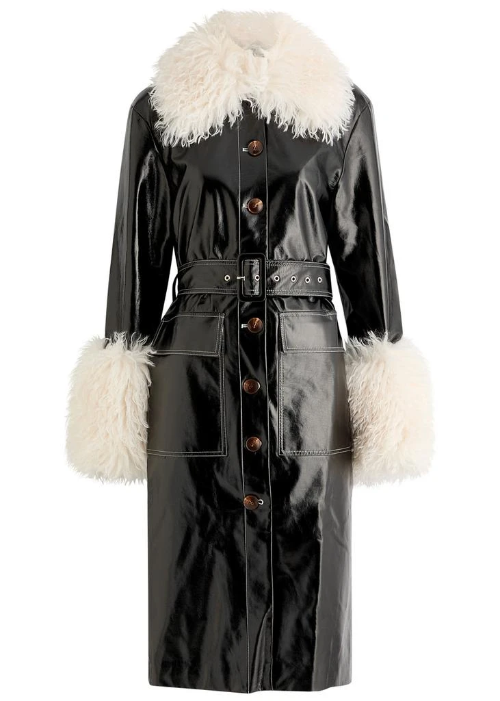 Kitri Simone faux shearling-trimmed vinyl coat 1