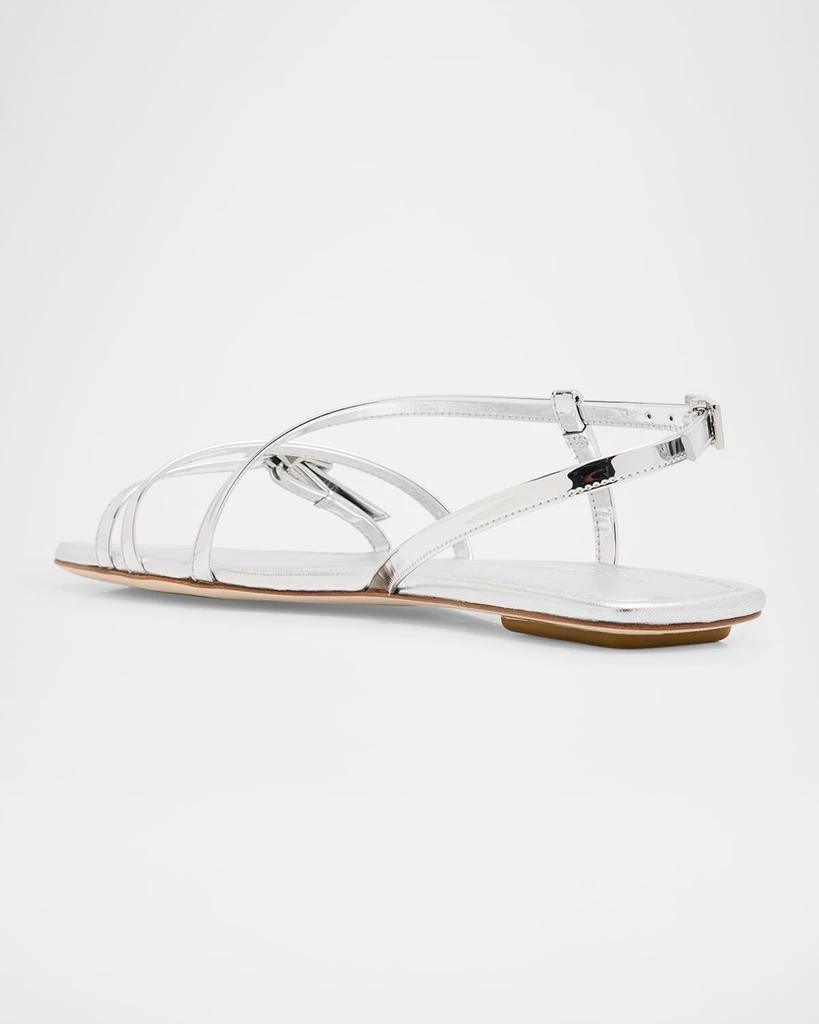 Stuart Weitzman Georgie Metallic Strappy Flat Sandals 4