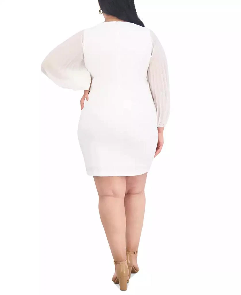 Jessica Howard Plus Size Pleated-Chiffon-Sleeve Sheath Dress 2