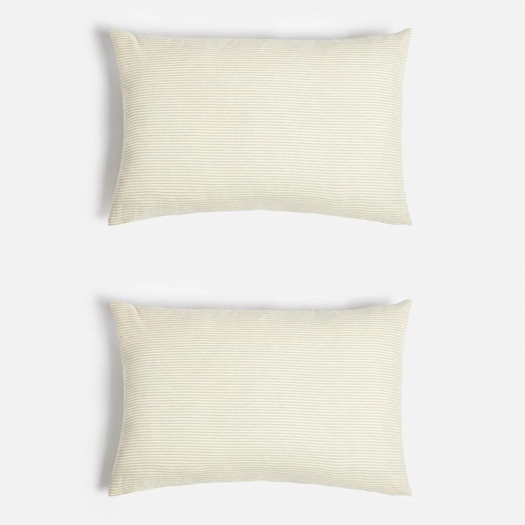 in homeware Linen Cotton Stripe Cushion Cover - Natural - 75x50cm - Set of 2 1