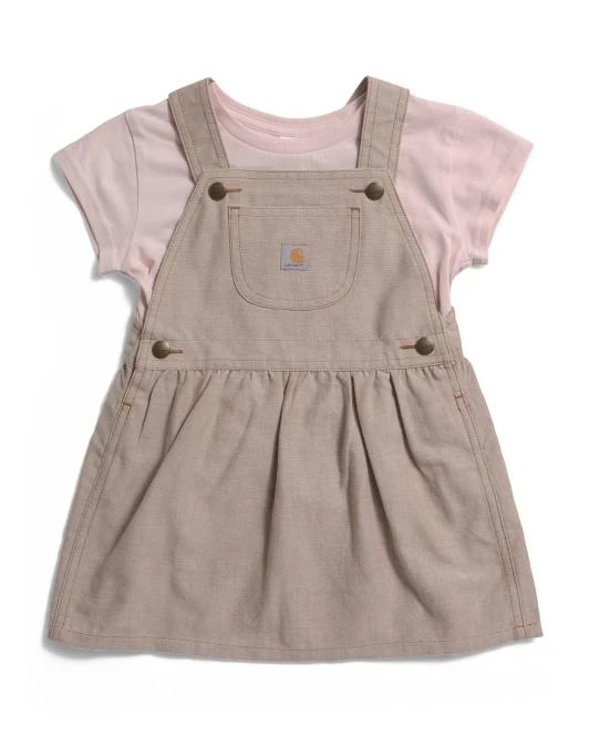 Carhartt Toddler Girls 2pc T-shirt And Chambray Jumper Set