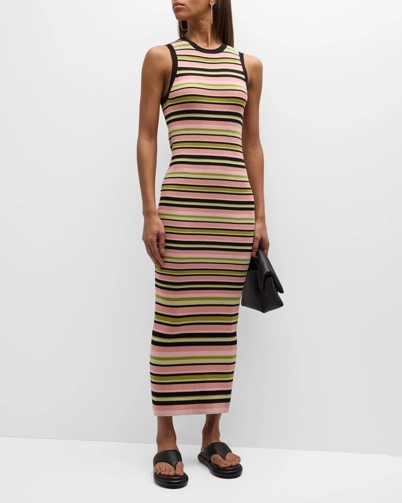 ATM Anthony Thomas Melillo Multi-Yarn Stripe Sleeveless Midi Dress 1