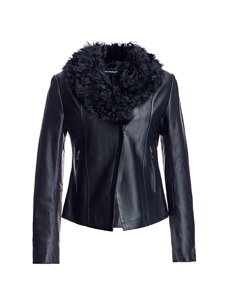 Maximilian Maximilian Leather Jacket with Lamb Collar