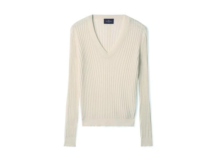 Eric Bompard Pull V ultrafin en soie et coton - Femme - NATUREL 1