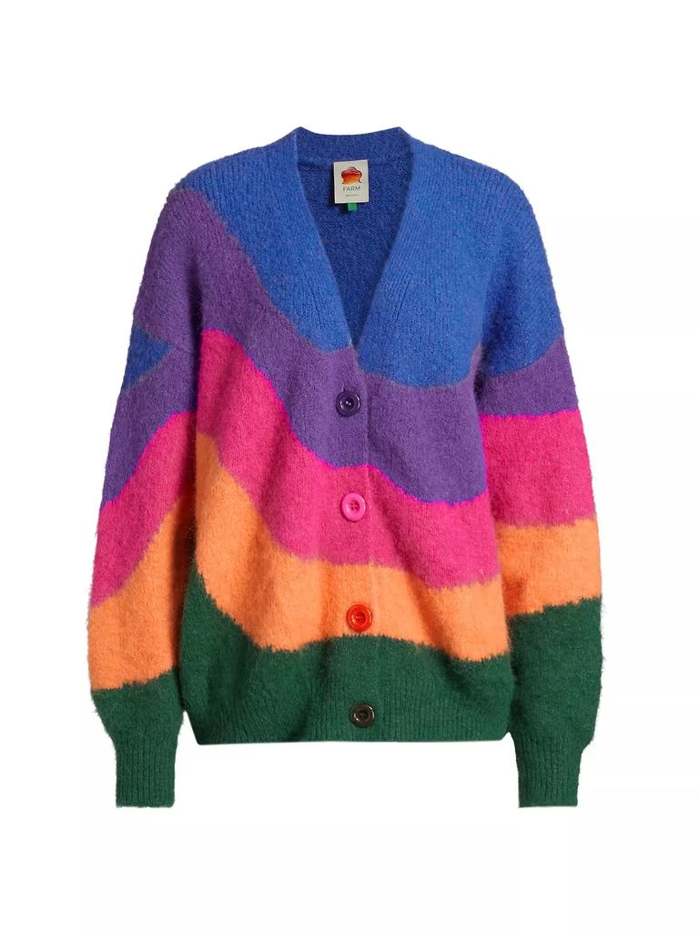 Farm Rio Wave Striped Knit V-Neck Cardigan 1