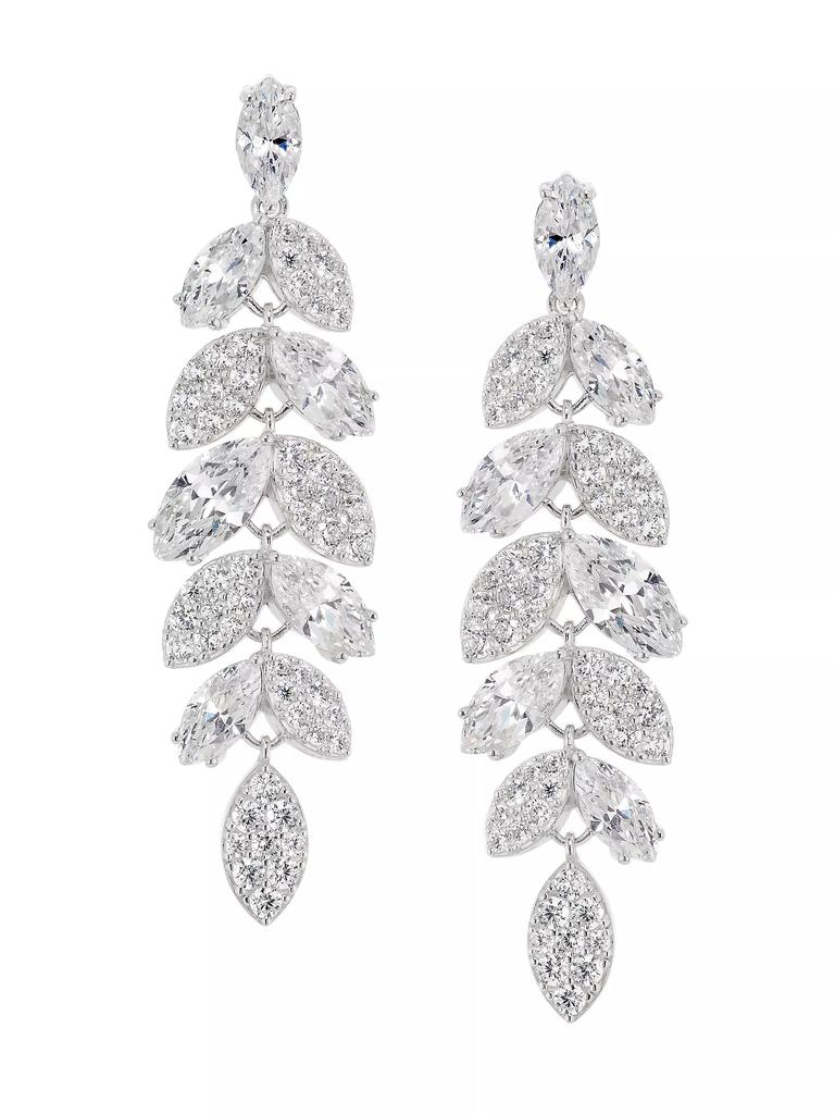 Adriana Orsini Ear Candy Rhodium-Plated & Cubic Zirconia Leaf Drop Earrings