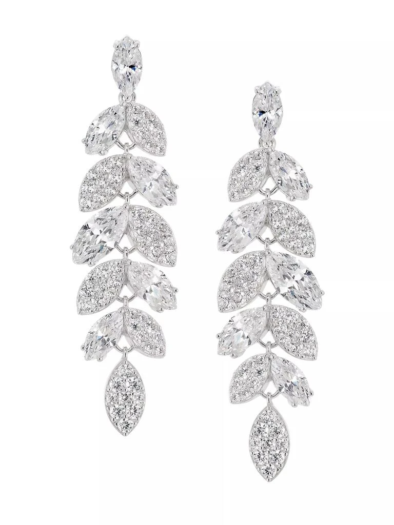 Adriana Orsini Ear Candy Rhodium-Plated & Cubic Zirconia Leaf Drop Earrings 1