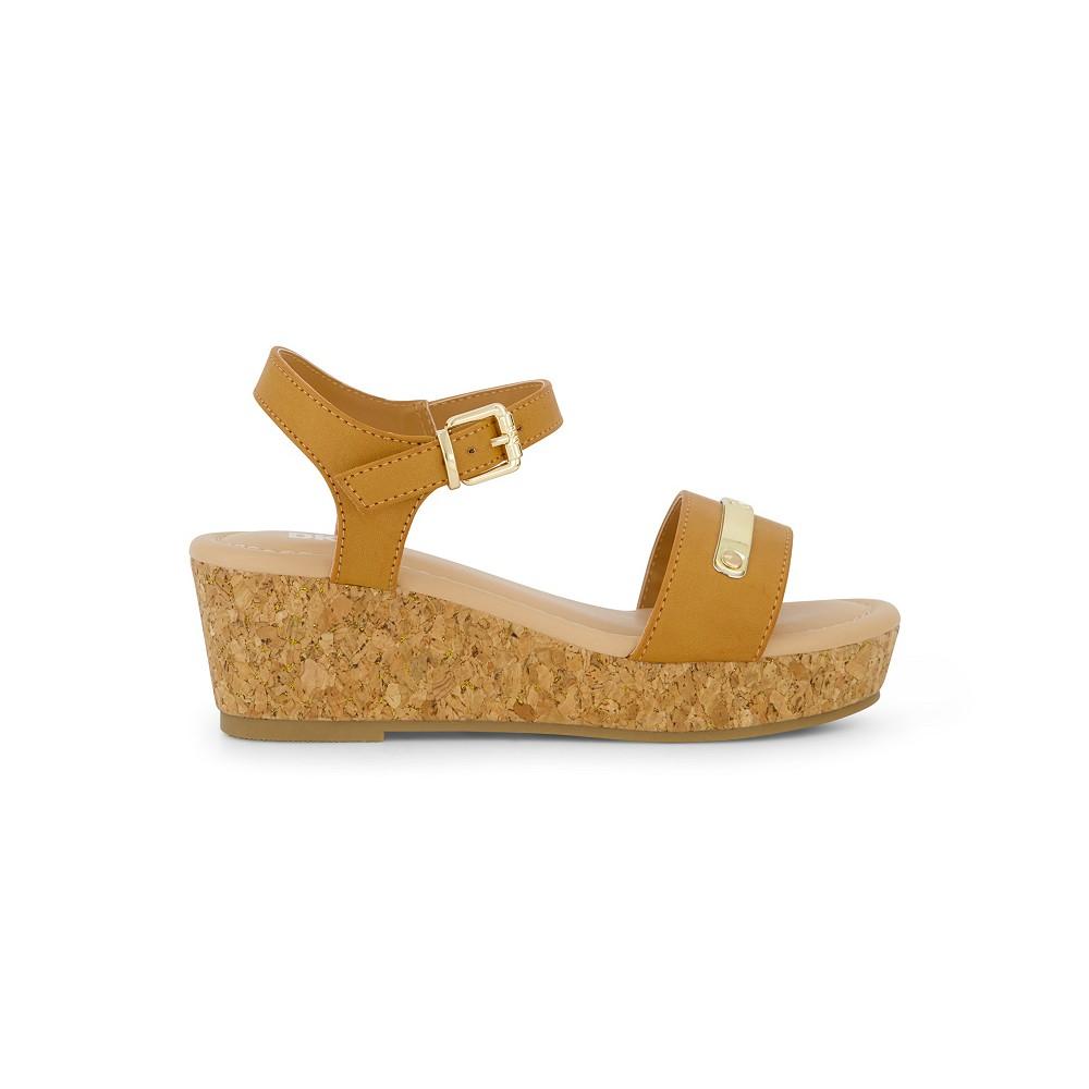 DKNY Little and Big Girls Amber Metal Strap Wedge Sandals