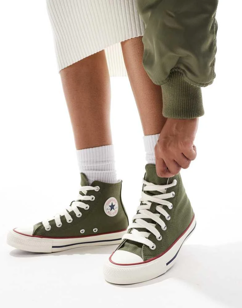 Converse Converse Chuck Taylor All star Hi trainers with chunky laces in green 2