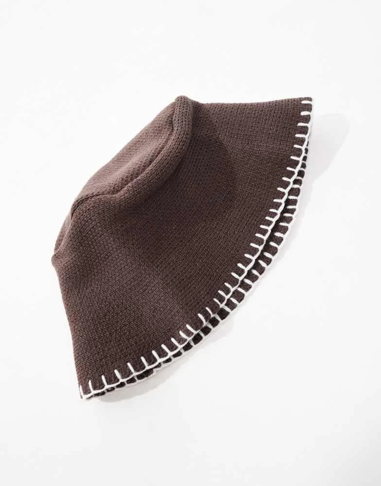 ASOS ASOS DESIGN knitted bucket hat in brown 3