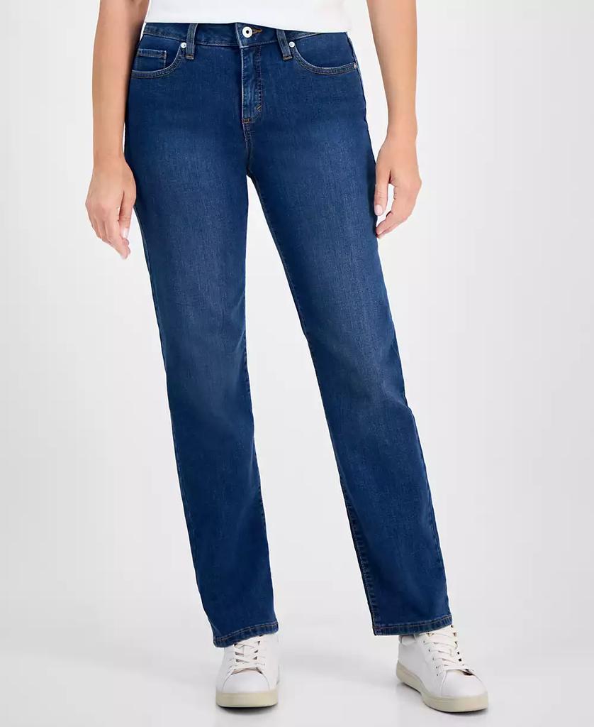 Style & Co Petite Mid-Rise Straight-Leg Denim Jeans, Exclusively at Macy's