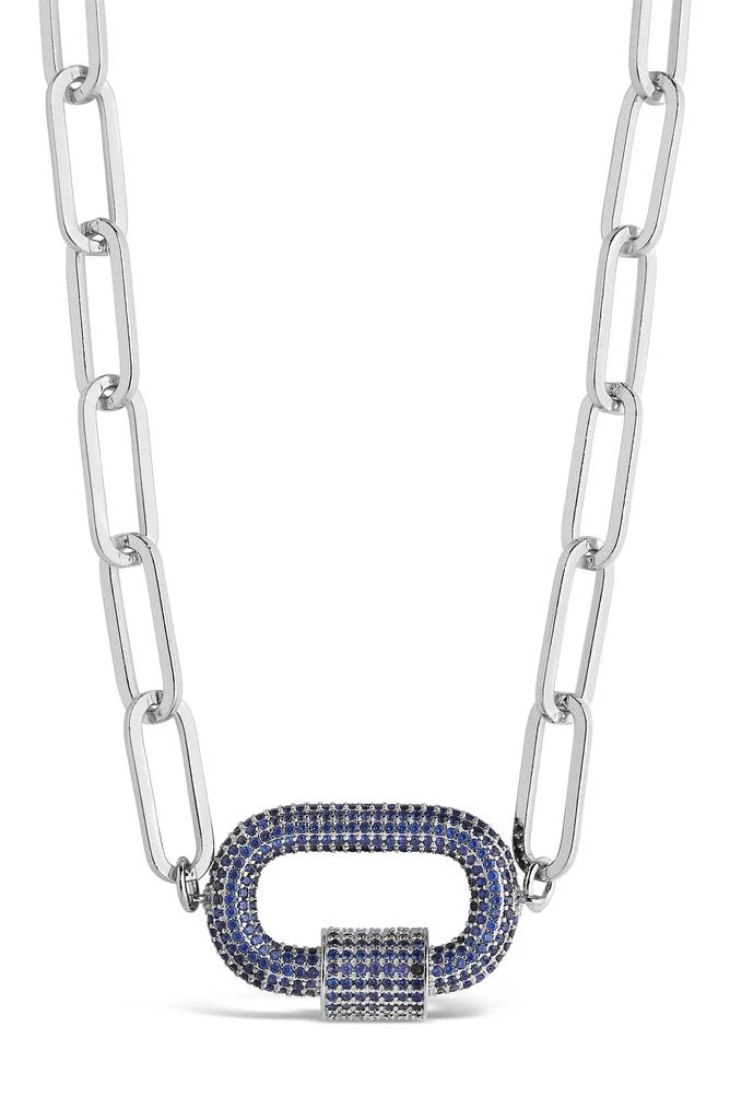 Sterling Forever Pavé CZ Carabiner Lock Pendant Necklace 3
