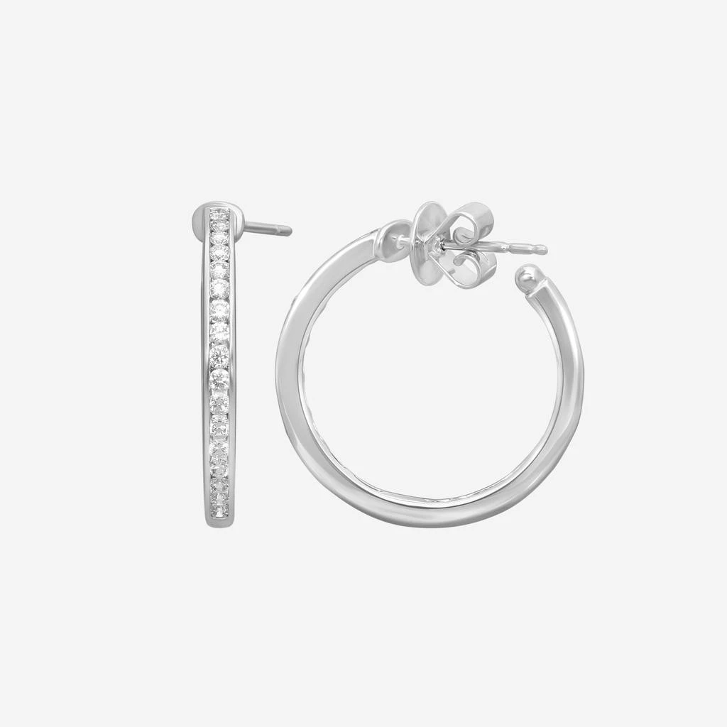 Mémoire Mémoire Channel Set 18K White Gold Diamond Round Hoop Earrings CHHO259 3