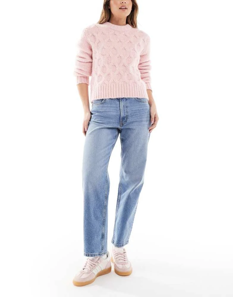 ASOS ASOS DESIGN ankle grazer straight leg jeans in mid blue - MBLUE 1