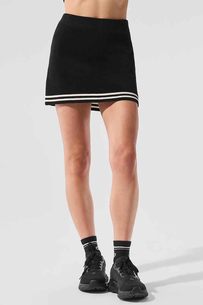 Alo Tennis Club Sweater Knit Skirt - Black/Ivory